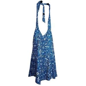 Wave Zone Women's Blue Paisley Halter Neck Flare Tankini Swim Top Size Large